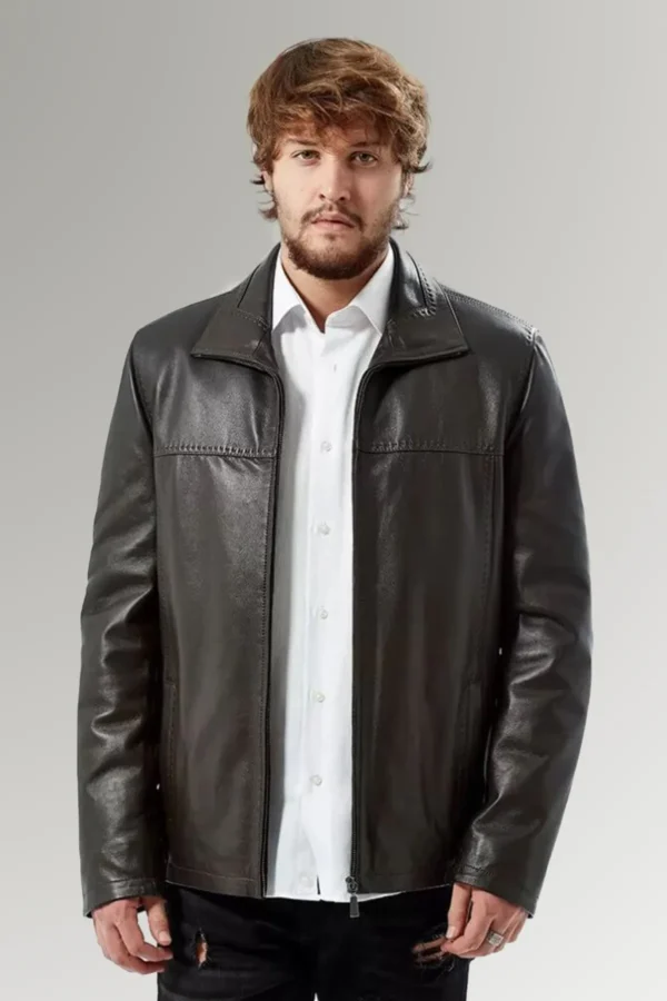 Scott Men's Black Coat Style Motorcycle Leather Jacket