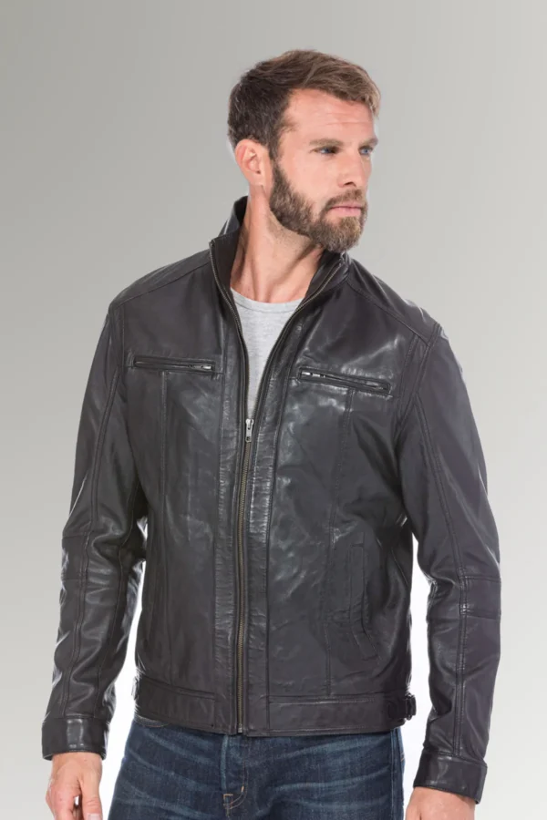 Wright Men's Biker Waxed Classical Leather Jacket