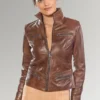 Amya Women's Cafe Racer Leather Jacket