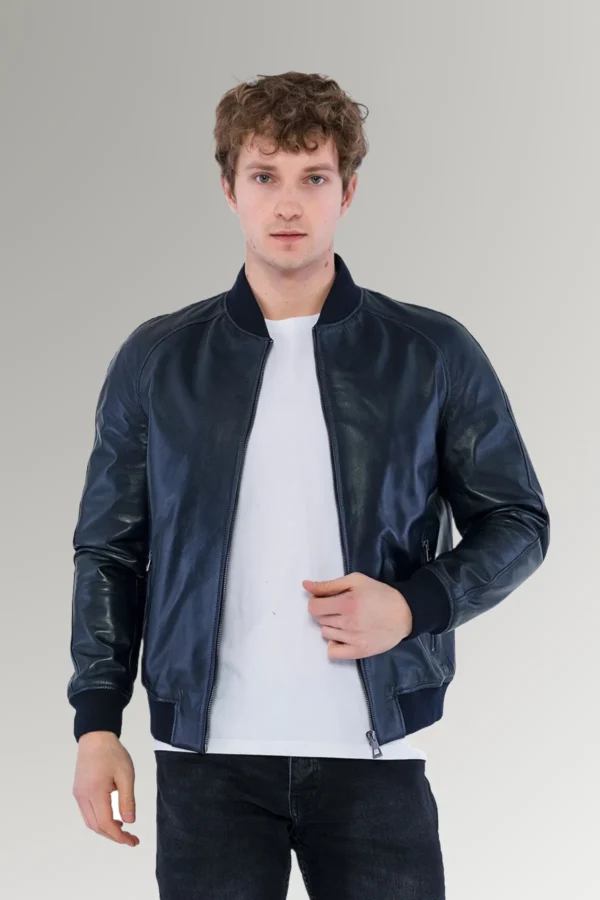 Campbell Navy Blue B3 Bomber Fashion Leather Jacket