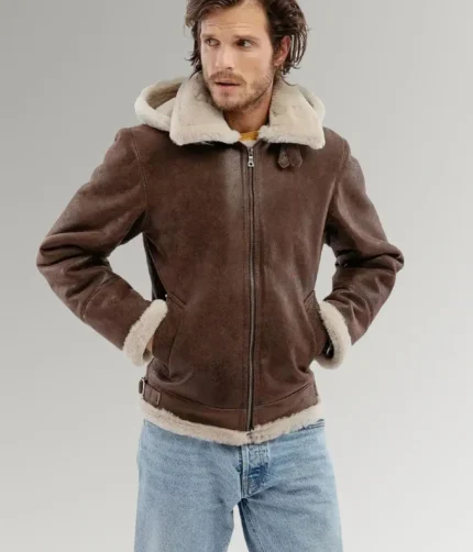 Castillo RAF Aviator B3 Flight Bomber hooded leather Jacket