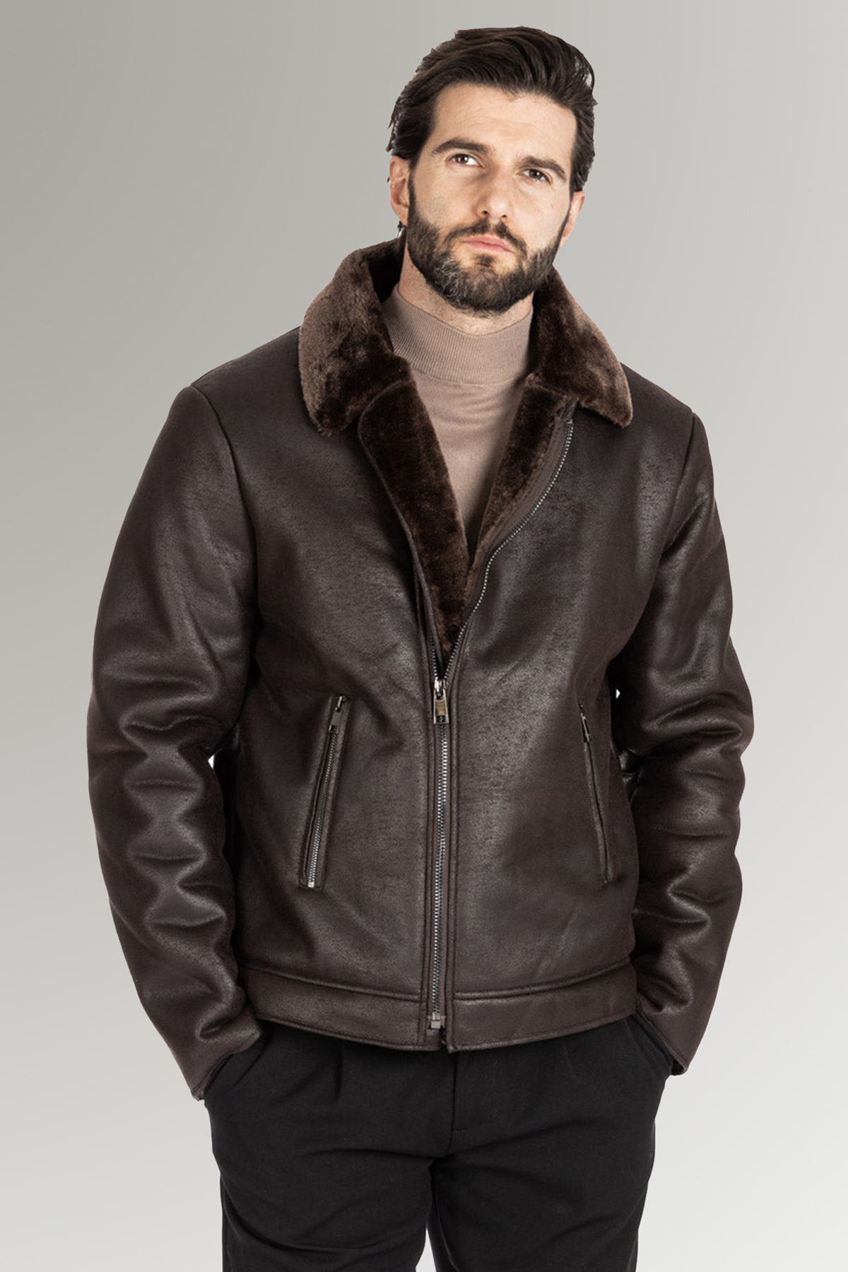 B3 Bomber Military Shearling Classic Leather Jacket