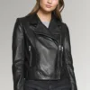 Fox Lily Women's Black Biker Genuine Leather Jacket