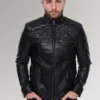Gordon Men's Lightweight Quilted  Bomber Leather Jacket