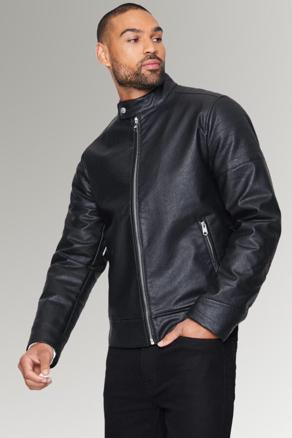 Jeremy Meeks Genuine lambskin viscos lining Leather Jacket in Black