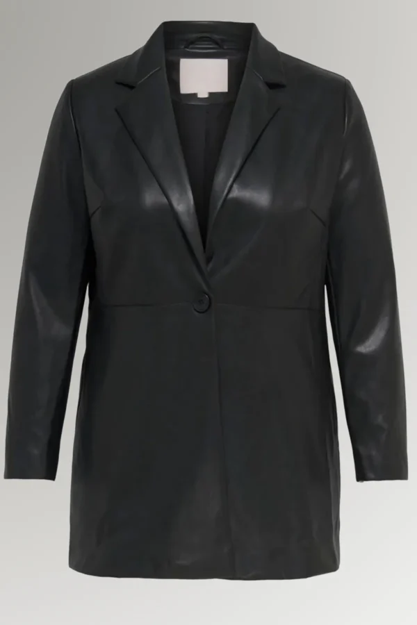 Jessica Women's Black Mid-length Stylish Leather Coat