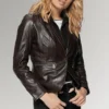 Leyla Women's Hooded Leather Blazer Jacket