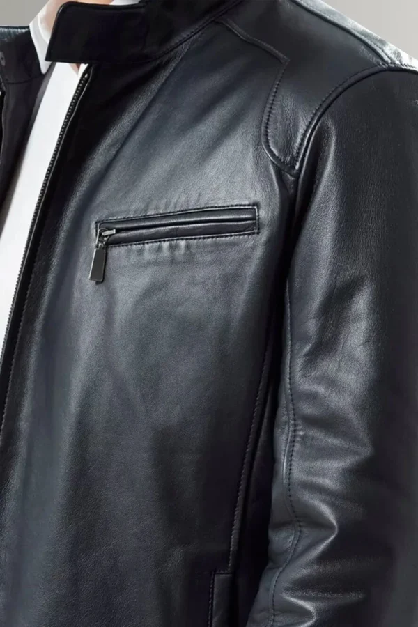 Mitchell Men's Black Classic Biker Leather Jacket