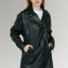 Molly Women's Black Biker Leather Coat