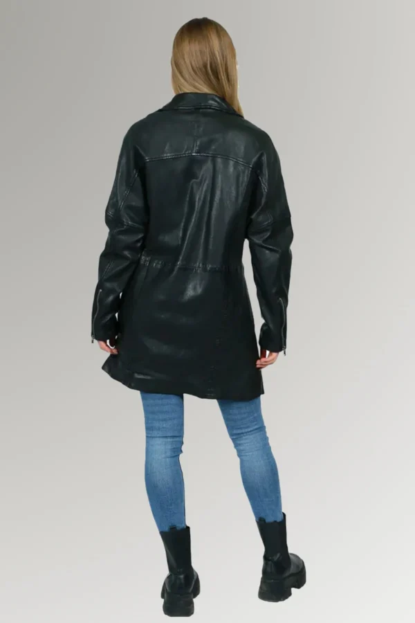Molly Women's Black Biker Leather Coat