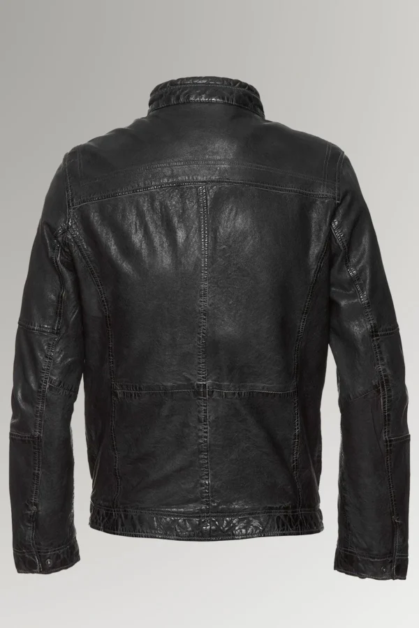 Ortiz Caleb Men's Waxed Biker Leather Jacket