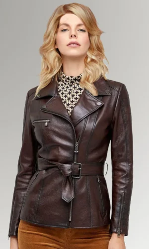 Paisley Dark Brown Women 's Leather Jacket