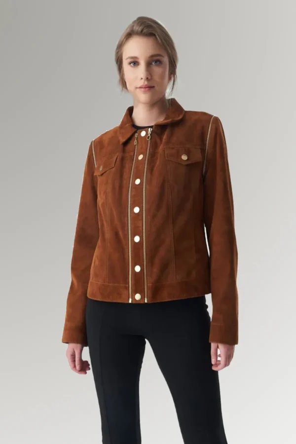 Patience Women's Brown Suede Leather Jacket