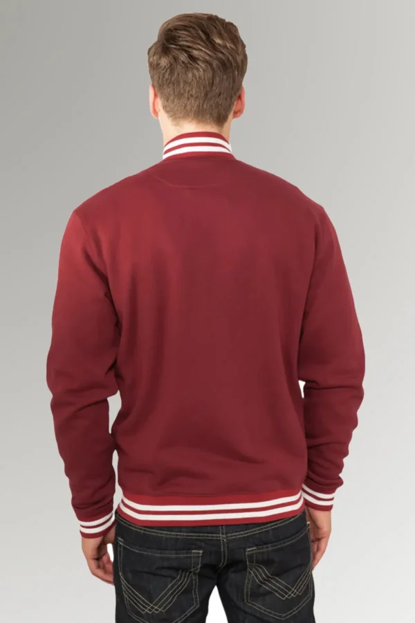 Payne Red White College Fleeces Jacket With Rib Style