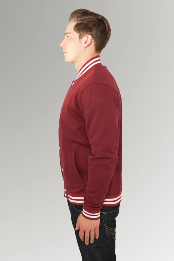 Payne Red White College Fleeces Jacket With Rib Style