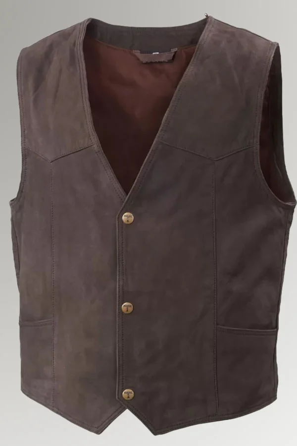 Peter Jett Men's Brown Motorcycle Leather Vest