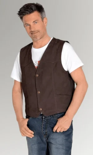 Peter Jett Men's Brown Motorcycle Leather Vest