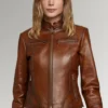 Quinn Slim Fit Leather Jacket for Women's