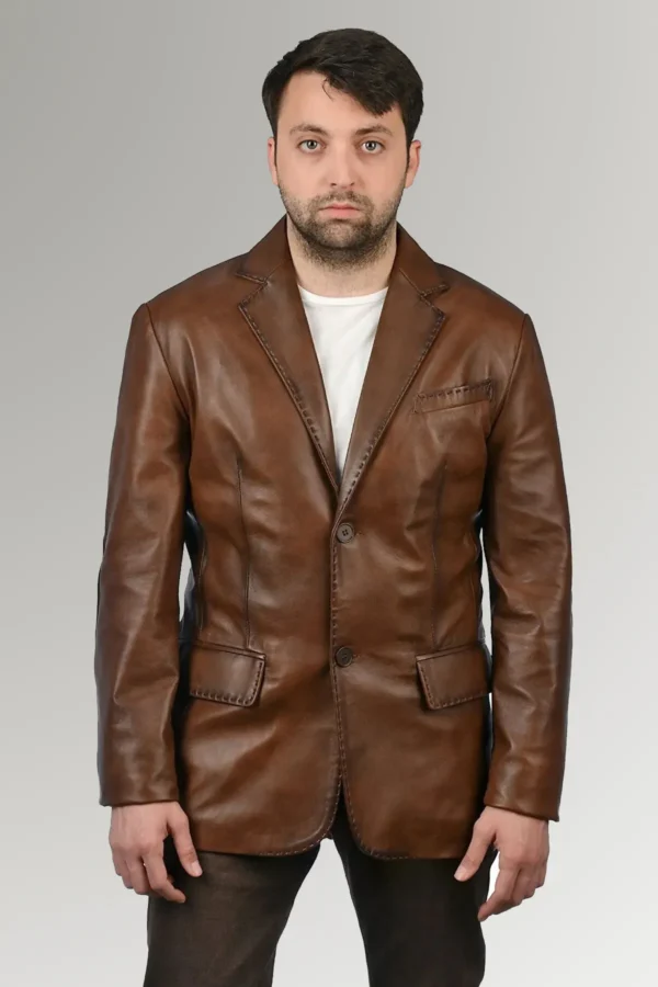 Richardson Men's Waxed Leather Blazer Coat