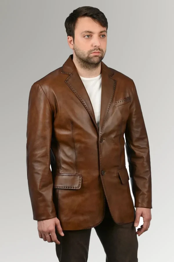Richardson Men's Waxed Leather Blazer Coat