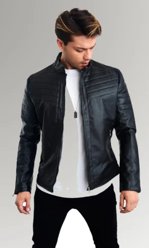 Romero Black Men's Stylish Moto Leather Jacket