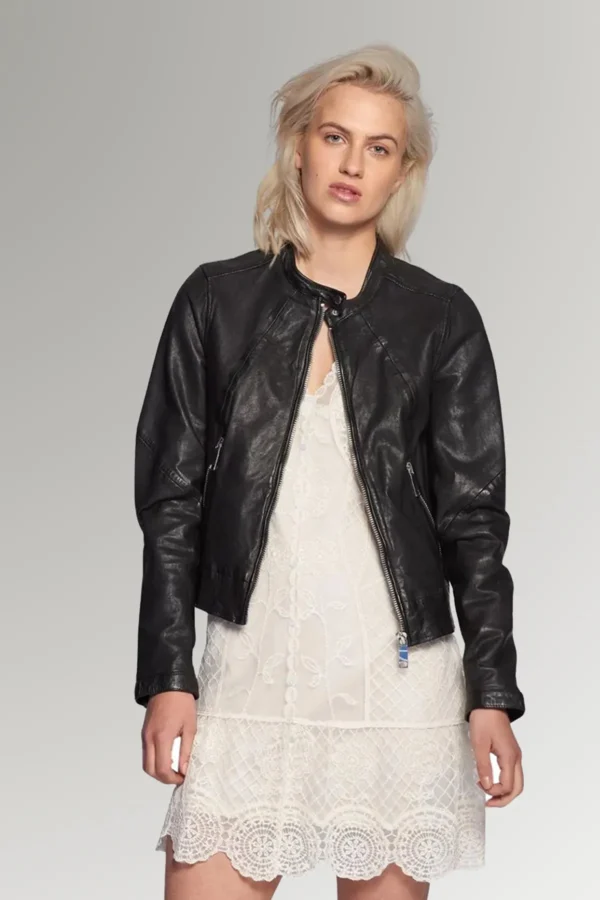 Simpson Women's Black Moto Leather Jacket