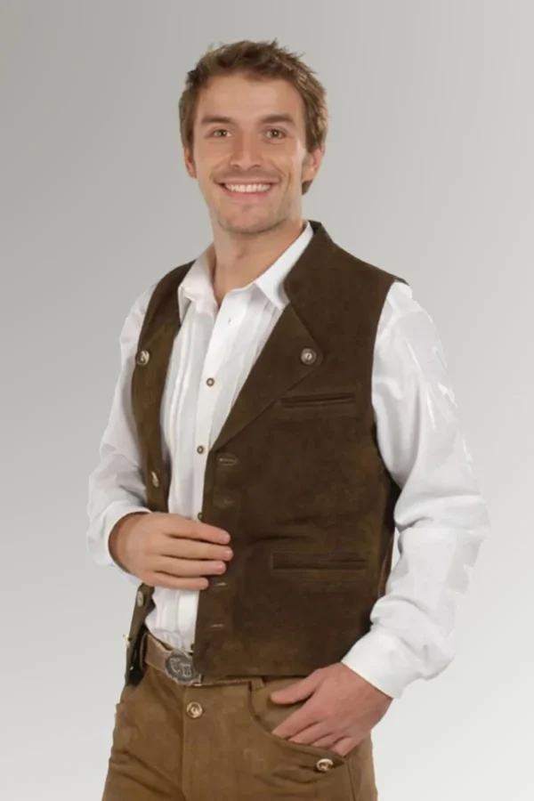 Smith Men's Dark Brown Suede Leather Classic Vest