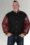 Stevens Black & Burgundy Jacket With Burgundy Leather Sleeves