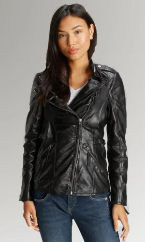 Tina Fey Biker Leather Jacket for Women's