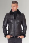 Walsh Men's Shearling Aviator Bomber Leather Jacket