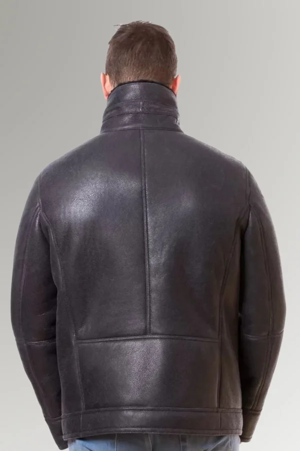 Watson Black B3 Bomber With Shearling Collar Leather Jacket