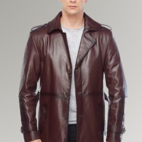 Porter Paul Vintage Waist Belted Waxed Leather Trench Coat 01