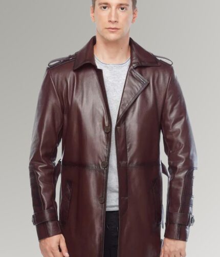 Porter Paul Vintage Waist Belted Waxed Leather Trench Coat 01