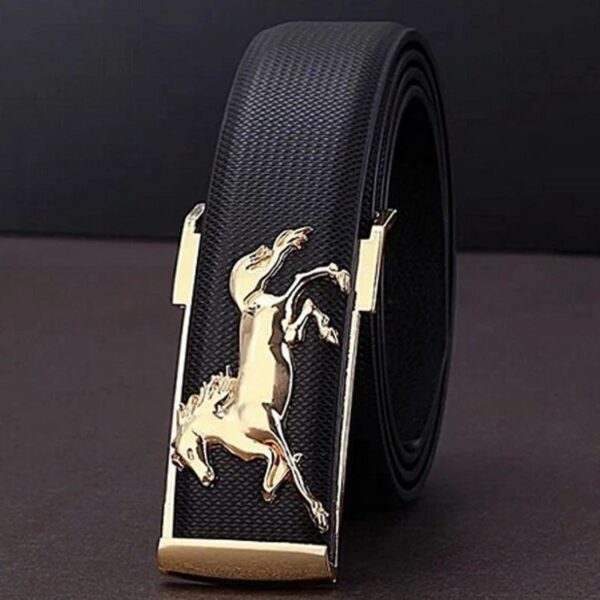 Jimmy J. Designer Belts for Men Leather Leisure Metal Horse Strap Belt