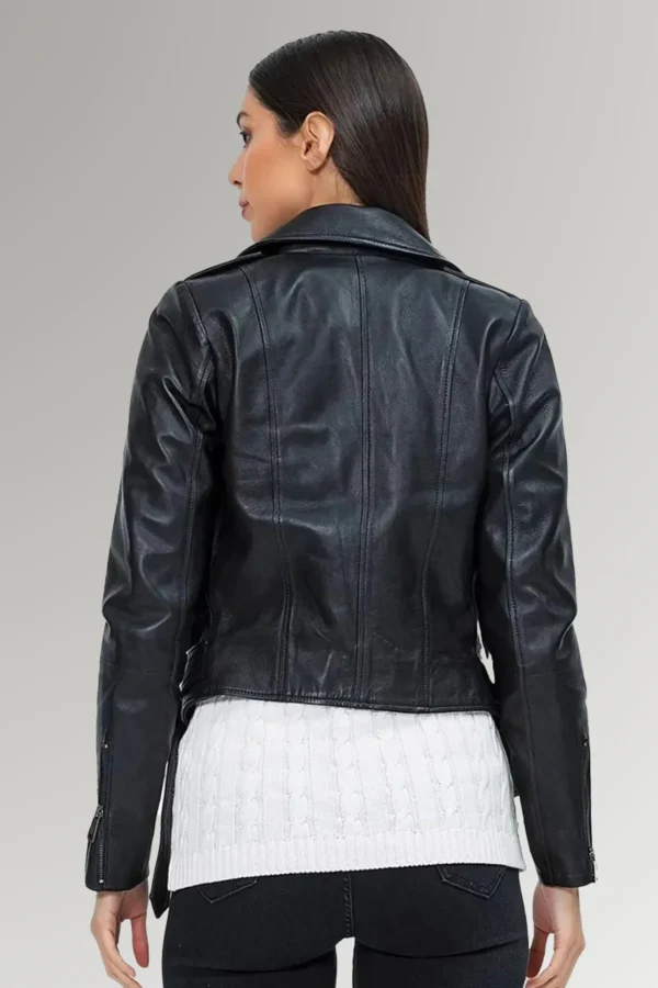 Castillo Women’s Black Biker Slim Fit Leather Jacket