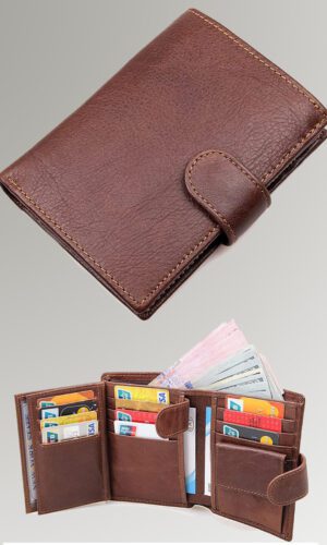 David N. Men's Slim Holder Credit Card Trifold Rfid Leather Wallet