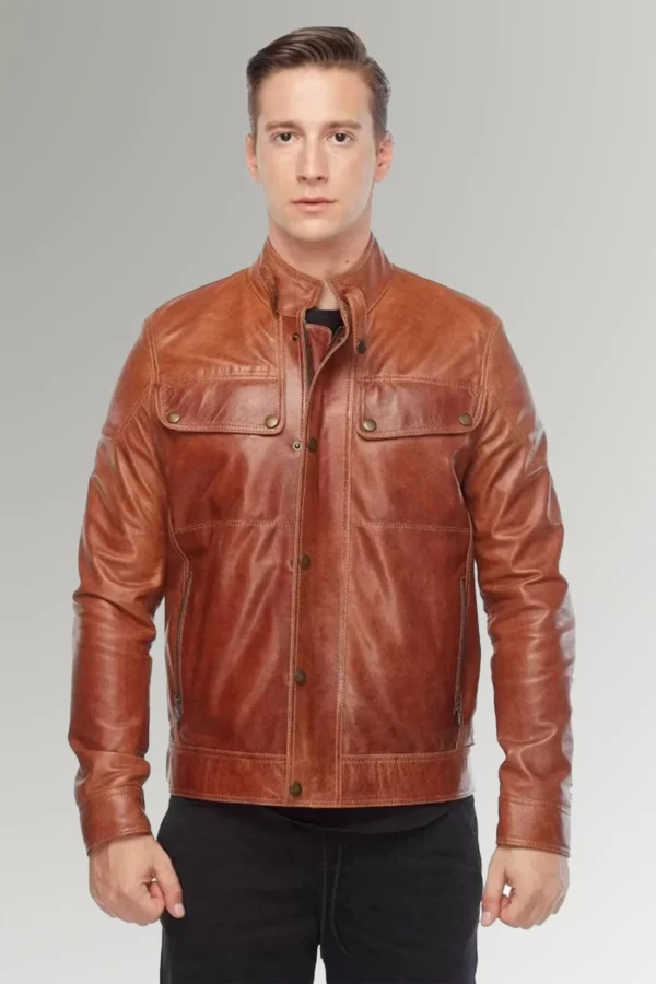 Dixon Men's Brown Trial master Style Lambskin Leather Jacket