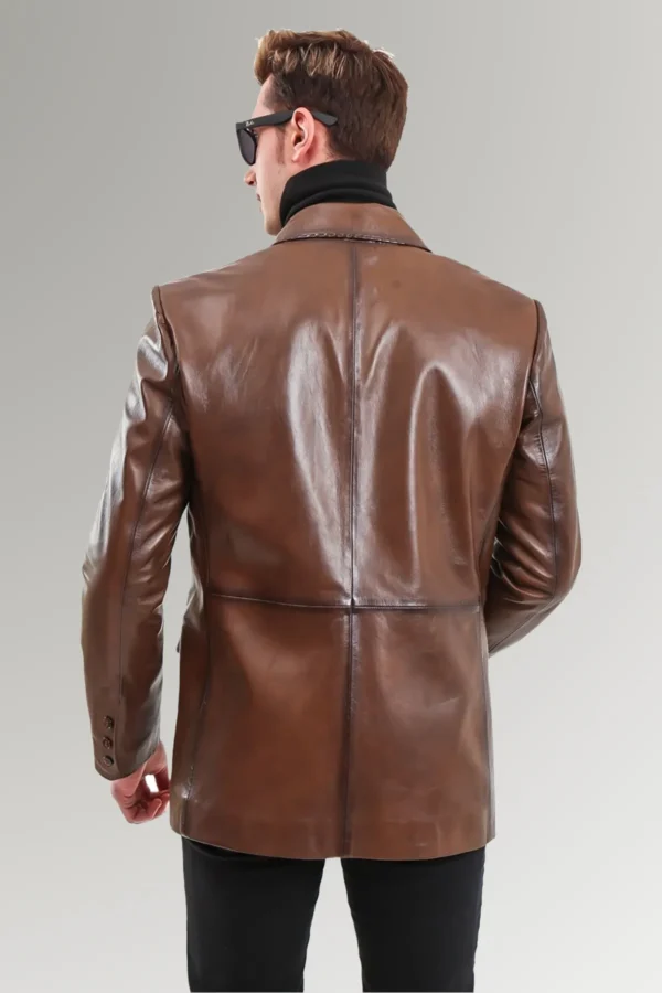 Henry Brown Men’s Genuine Waxed Blazer Leather Coat
