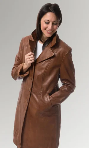 Kim Bell Brown Full Length Wintage Trench Leather Coat