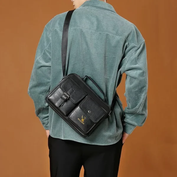 Kirk F. Lane men's Messenger Cross body Multi Pockets Leather Handbag