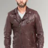 Lane Men's Brown Biker Vintage Leather Jacket