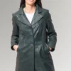 Gallagher Women's Full Length Sheepskin Coat Collar Leather Trench Coat