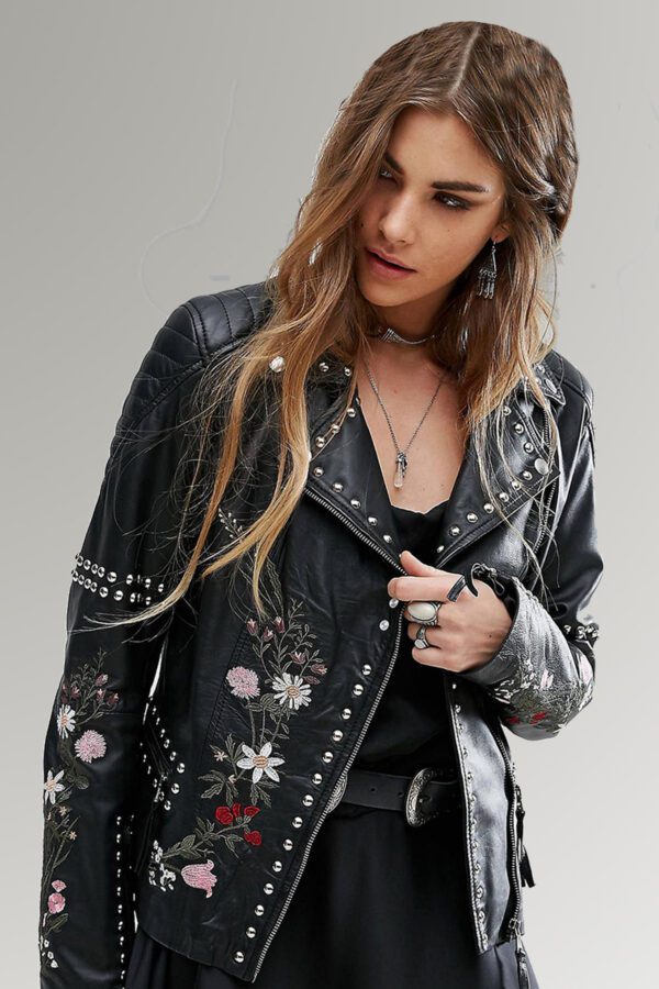 Powell Women's Black Studded Leather Jacket
