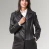 Rodriguez Women's Black Full Length Lambskin Leather Trench Coat