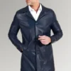 Russell Men's Blue Blazer Style Leather Coat