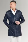 Russell Men's Blue Blazer Style Leather Coat
