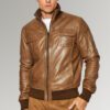 Stevens Brown Biker Style Men’s Ripped Leather Jacket