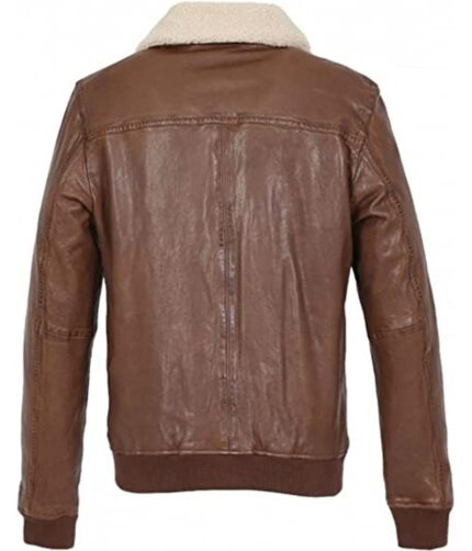 Mens Brown Aviator Lambskin Jacket With Fur