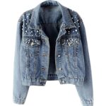 Women's Blue Distressed Denim Trucker Jacket