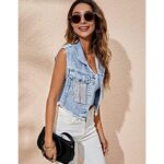 Womens Fringe Distressed Denim Blue Vest